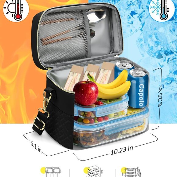 Lunch Box for Women Men Adults,Insulated Lunch Bag Leakproof Lunch Cooler Box wi - Picture 4 of 6